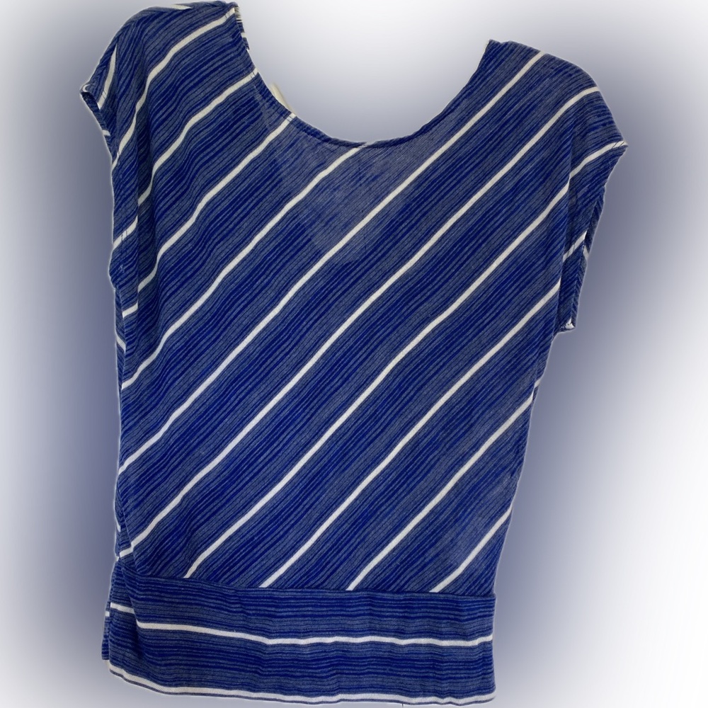 A. Byer Striped Cap Sleeve Sheer Blouse